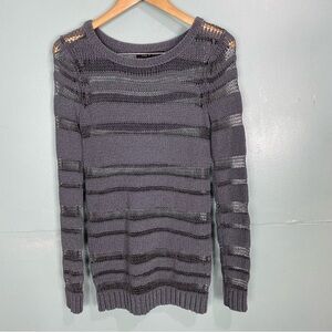 Rag & Bone Striped‎ Sheer Semi Fish Net Pullover Sweater Sz XS Gray
